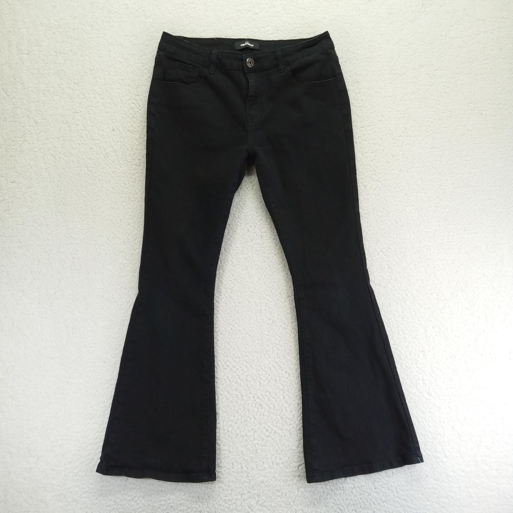 Bestwind Black Flare Jeans Womens Size M‎ Bell Bottom Mid Rise Denim Pants